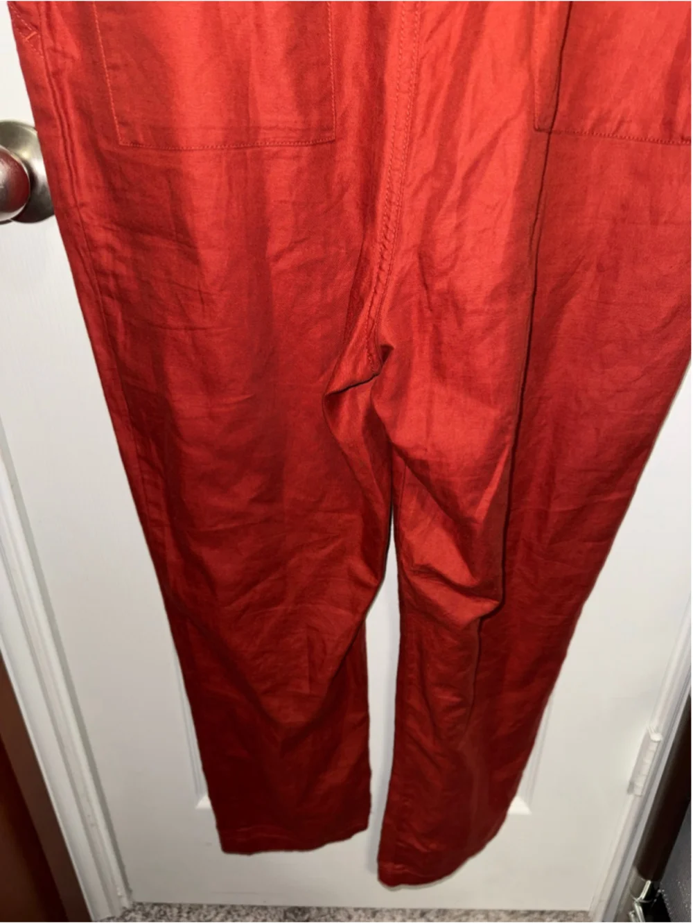 Quince Linen Organic Cotton Utility Jumpsuit Terracotta Size M